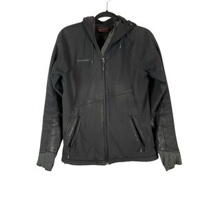 Mammut Softshell Hooded Jacket Black Size S Fleece Lined Zip Pockets